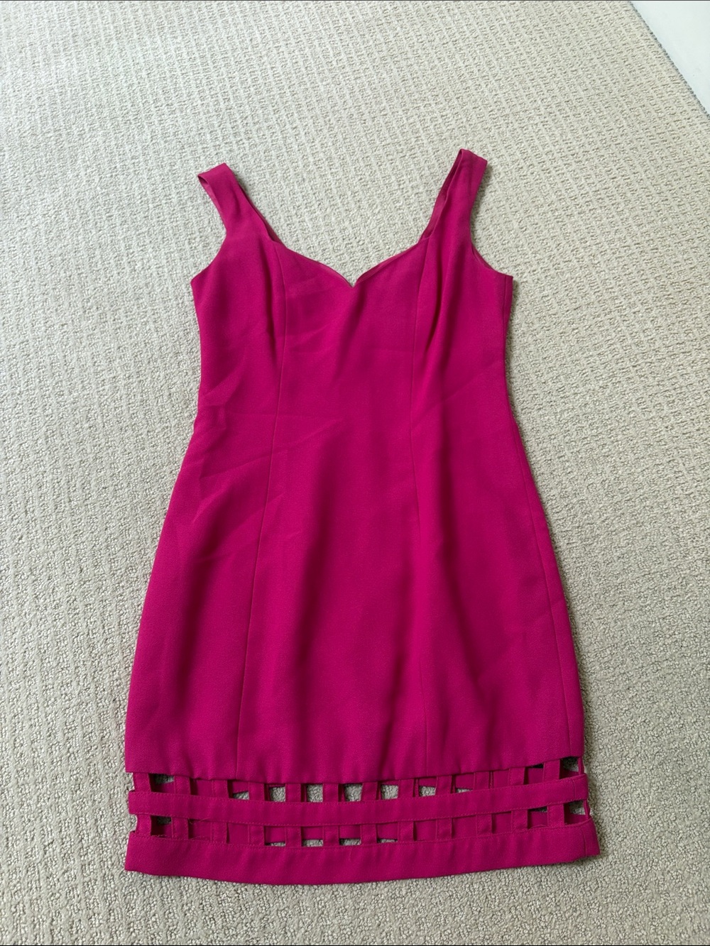Fuchsia Sheath Dress with Cutout Hem